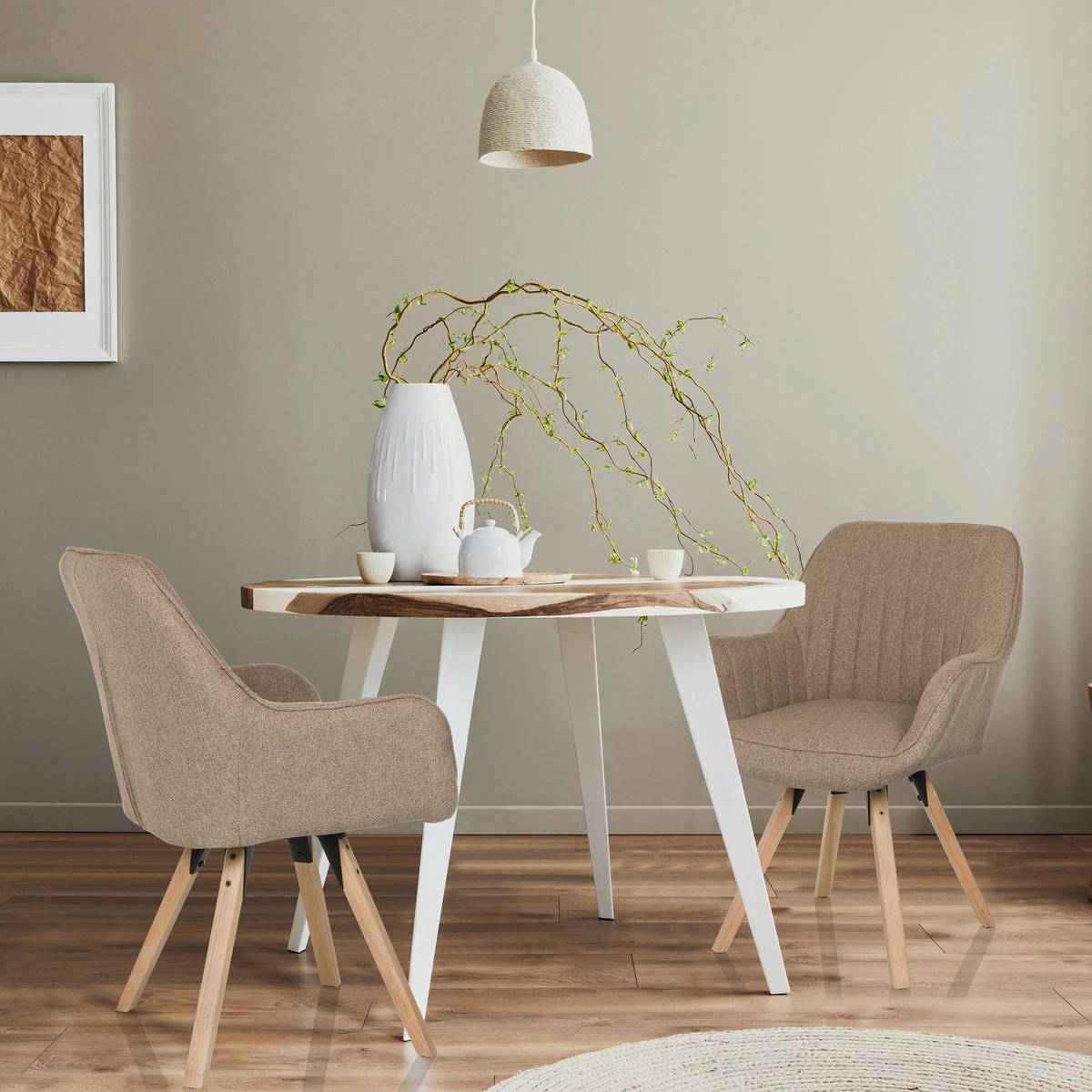Naslanjač Scandi Soft, Bež - barve bukve/bež, Moderno, tekstil/les (56/84/62cm) - MID.YOU
