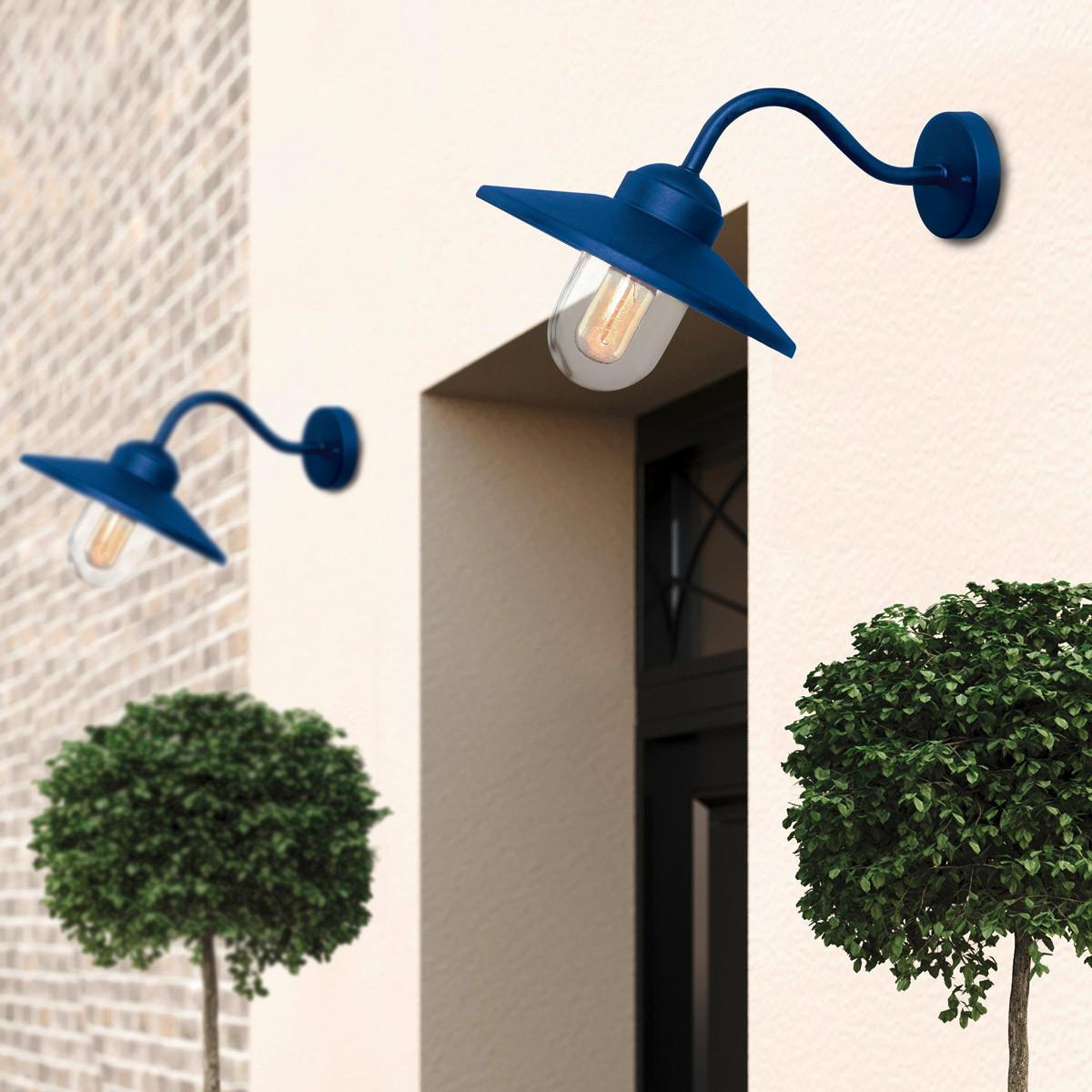 Kültéri Falilámpa Klampenborg-Nvb - kék, Konventionell, üveg/fém (42/27.5/25.5cm) - Elstead Lighting