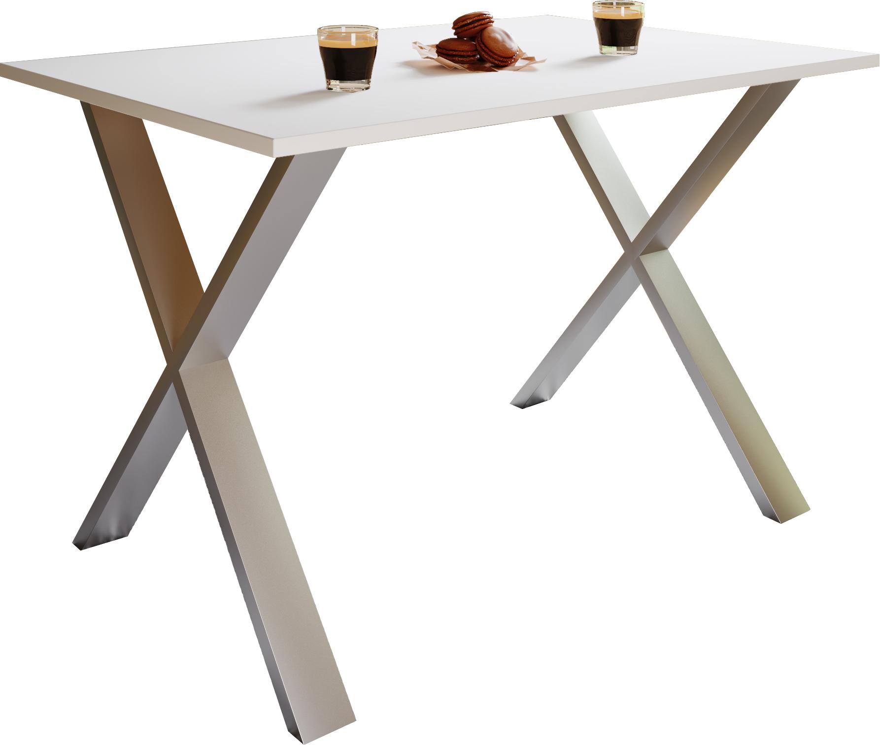 Jedilna Miza Xona, Bela, Srebrna - srebrne barve/bela, Basics, kovina/leseni material (140/50/76cm) - MID.YOU