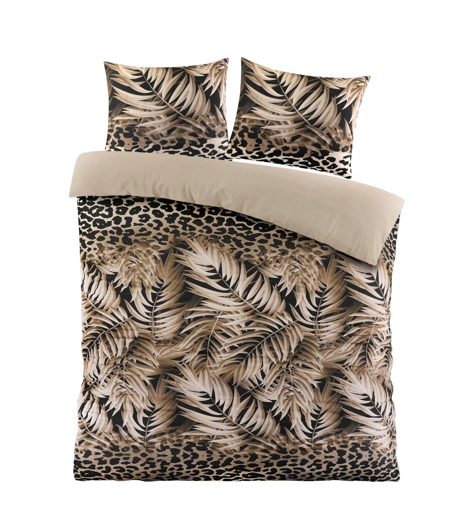 Bettwäsche Jungle XXL Sand/Schwarz ca. 200x220cm - Sandfarben/Schwarz, Textil (200/220cm) - Mömax