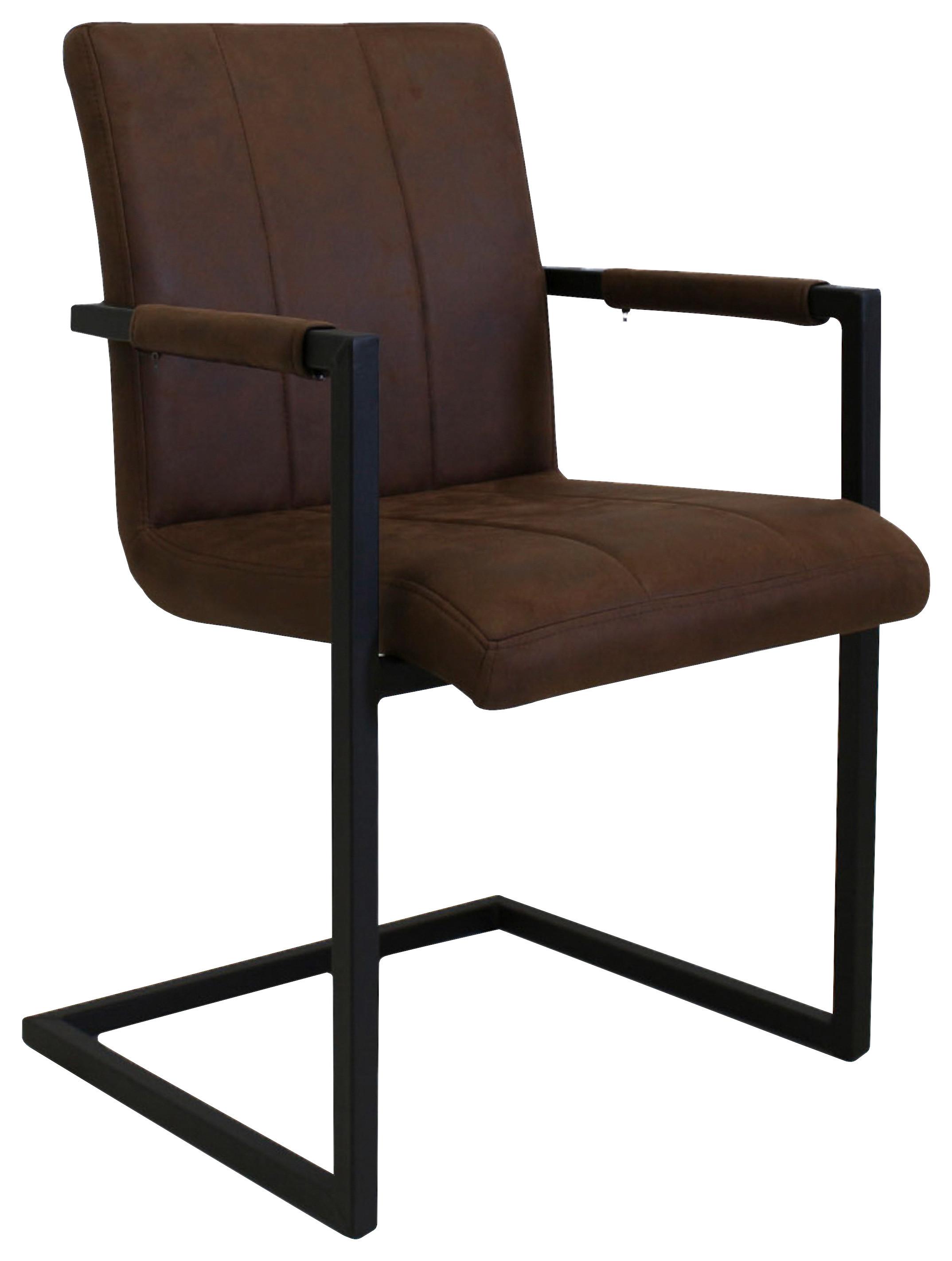 Armlehnstuhl-Set Brandon 2er- Set ca. 54x85 cm Braun - Schwarz/Braun, KONVENTIONELL, Textil/Metall (54/85/61cm) - MID.YOU