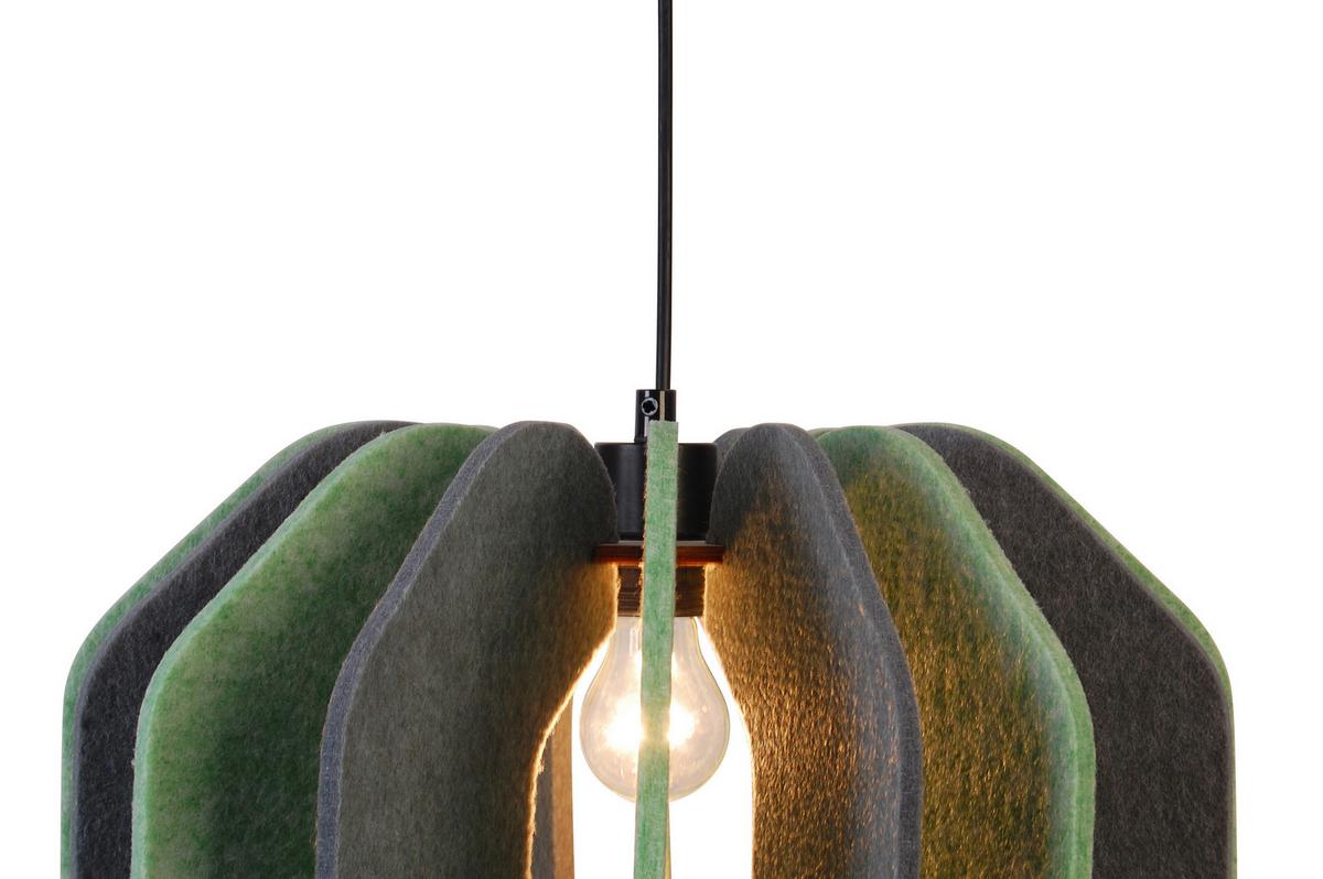 Hängeleuchte Velvet Green Grau/Grün max. 40 Watt - Grau/Grün, Trend, Kunststoff/Textil (43/135cm) - Novel