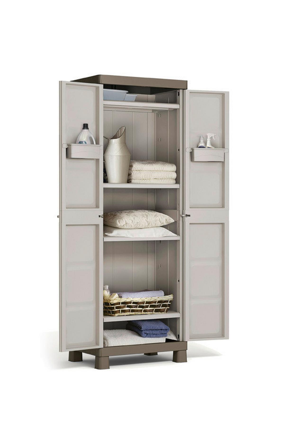 Tárolószekrény Keter Excellence 241046 - világosszürke/homokszínű, műanyag (65/45/182cm) - Keter