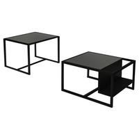 COUCHTISCHSET BATI COUCHTISCH - Anthrazit/Schwarz, Design, Holzwerkstoff/Metall - Livetastic