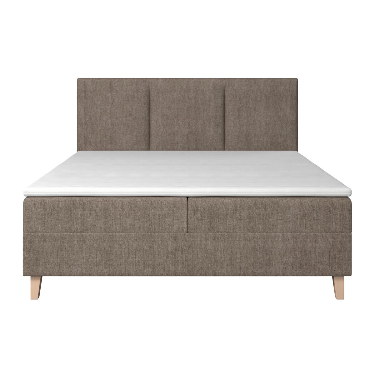 Lit Monza, env. 180/200 cm Braun inkl. Topper - couleur de chêne/marron, Modern, textile/bois (180/200cm) - Bessagi Home