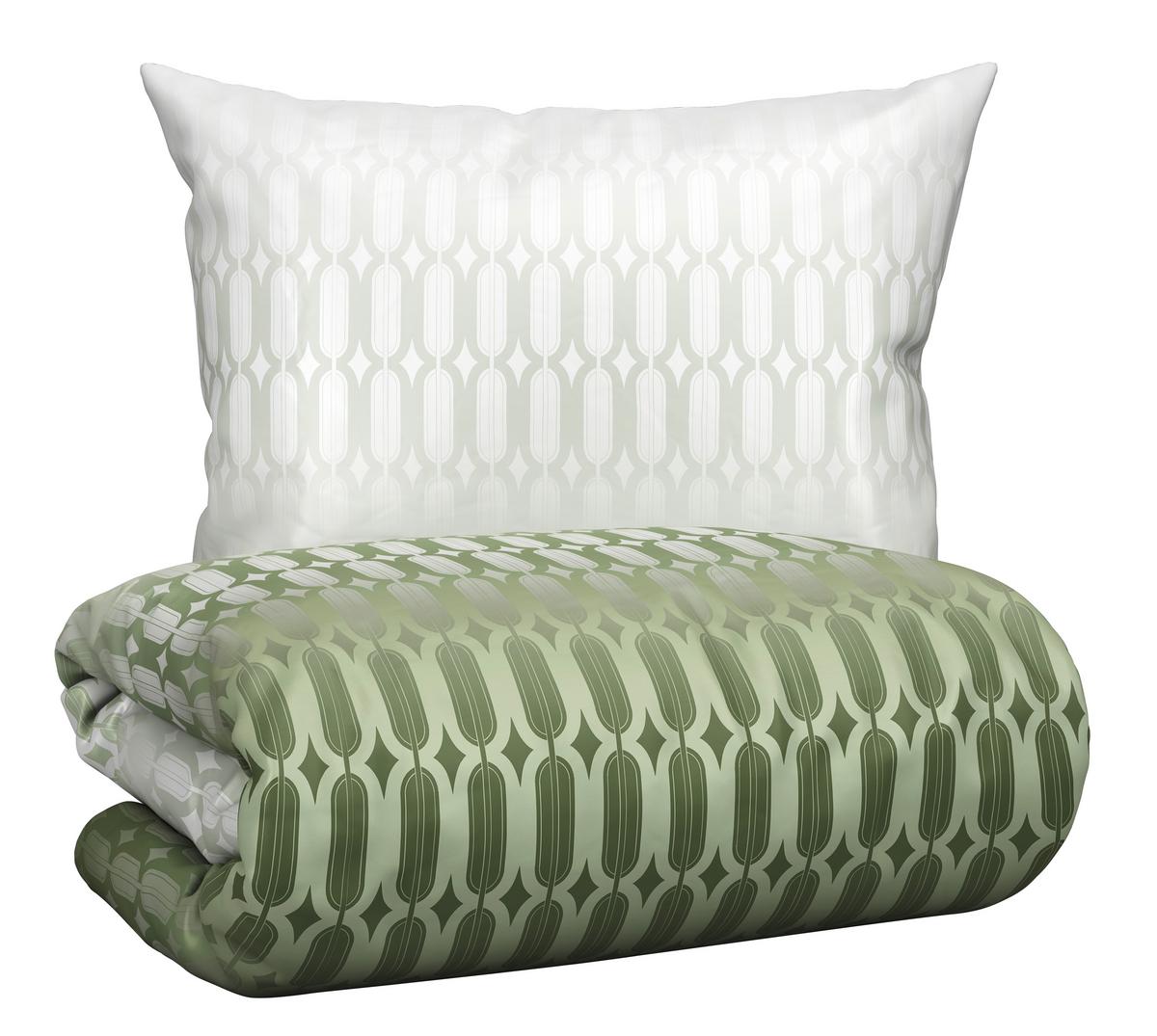 Bettwäsche Picol XXL in Grün ca. 200x220cm - Olivgrün/Grün, MODERN, Textil (200/220cm) - Premium Living