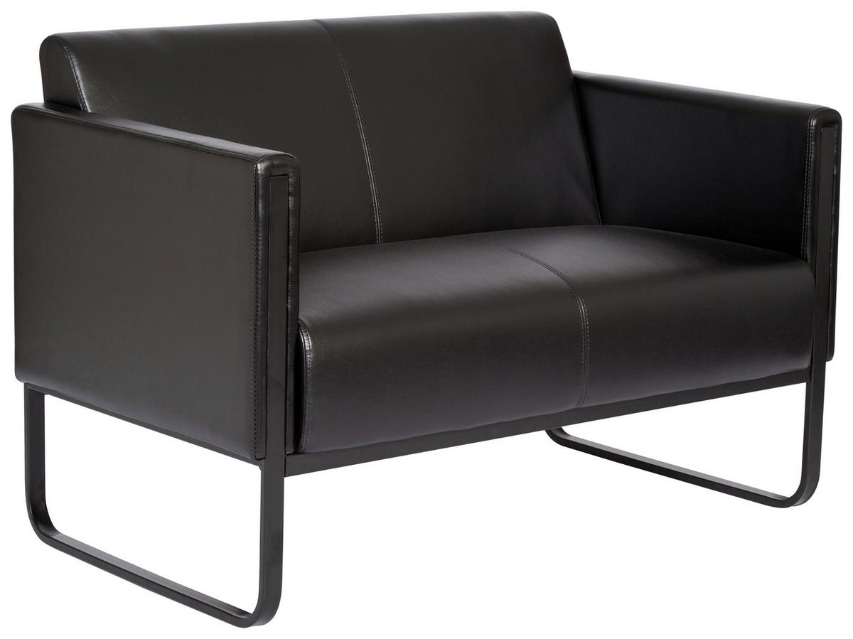 2-Sitzer-Sofa Bali Black Schwraz Lederlook - Schwarz, MODERN, Textil/Metall (111/78/71cm) - MID.YOU