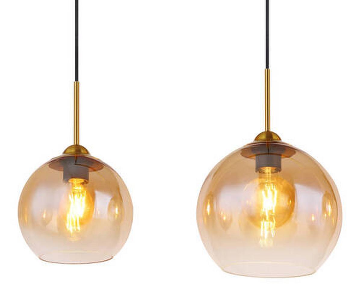 Hängeleuchte Jamessa Messingfarben max. 60 Watt - Klar/Messingfarben, Design, Glas/Metall (120/25/120cm) - Globo