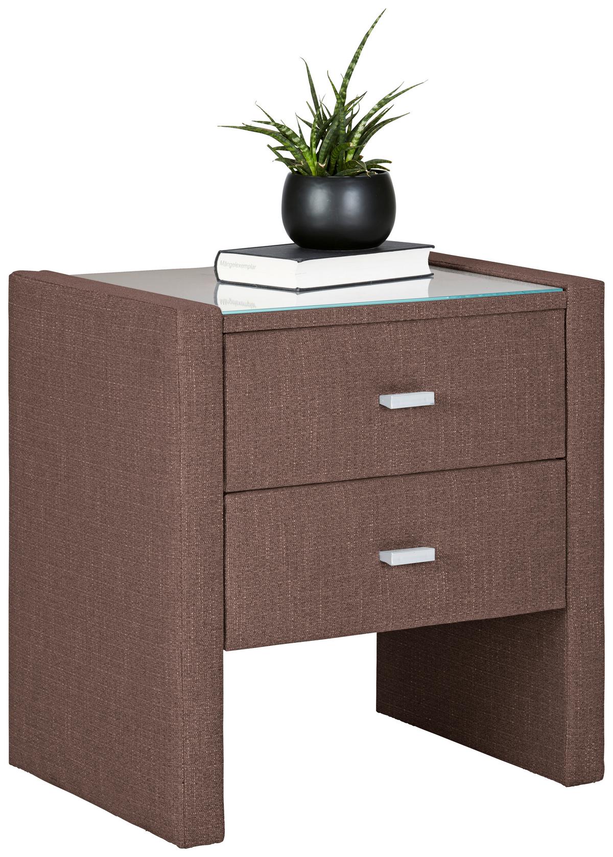 Nočna Omarica Linzi - srebrne barve/rjava, Konvencionalno, umetna masa/tekstil (52/55/39cm) - Premium Living