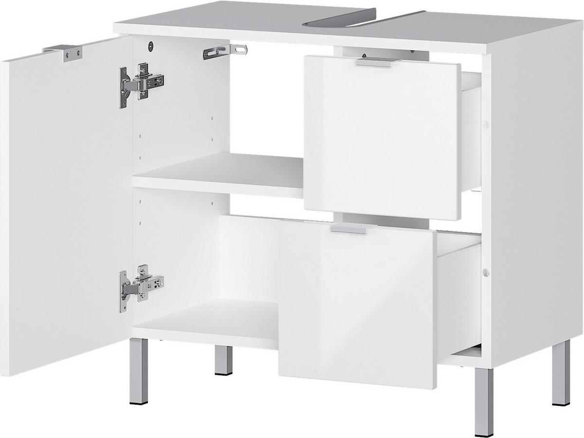 Waschbeckenunterschrank GW-Mau resa ca.60x56x34cm Weiß - Chromfarben/Weiß, KONVENTIONELL, Holzwerkstoff/Metall (60/56/34cm) - Germania