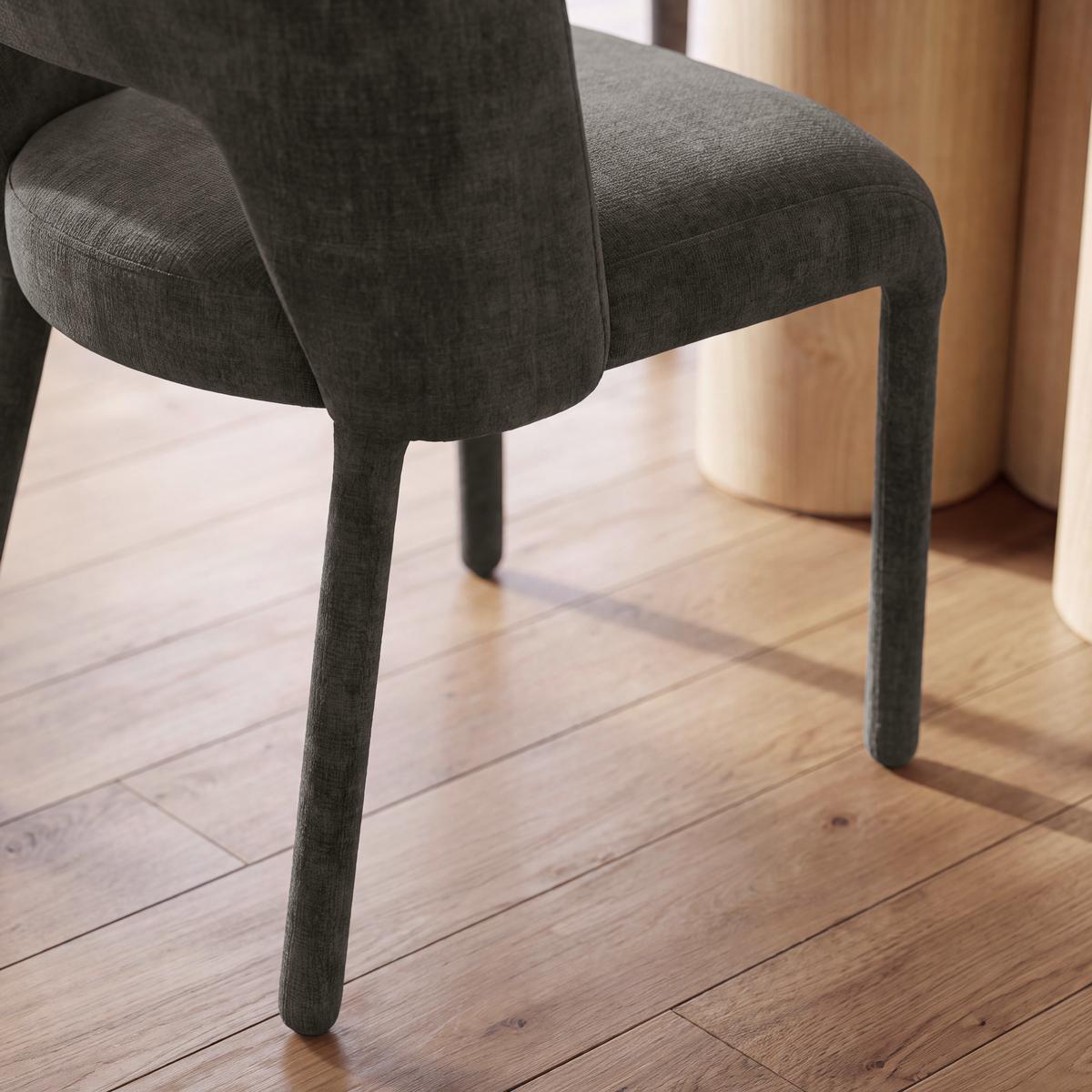 Stuhl Anea Dunkelgrau Webstoff Gepolstert - Dunkelgrau, MODERN, Holz/Textil (52/79/55,5cm) - Bessagi Home