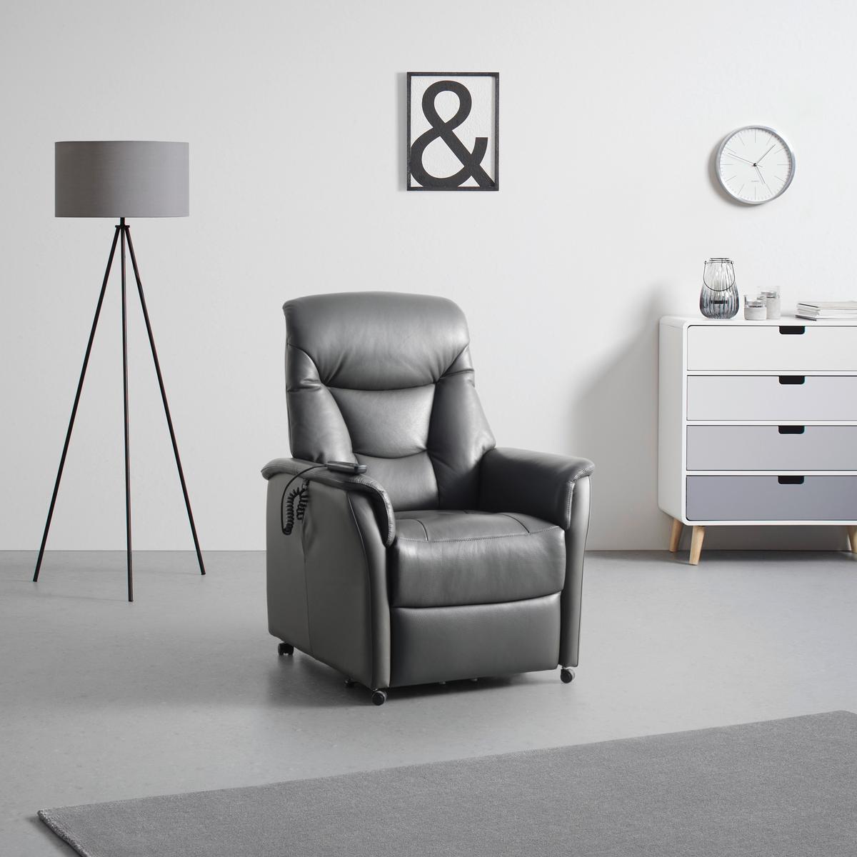 Relaxsessel Comfort in Anthrazit - Anthrazit, MODERN, Leder (80/110/86cm) - Premium Living