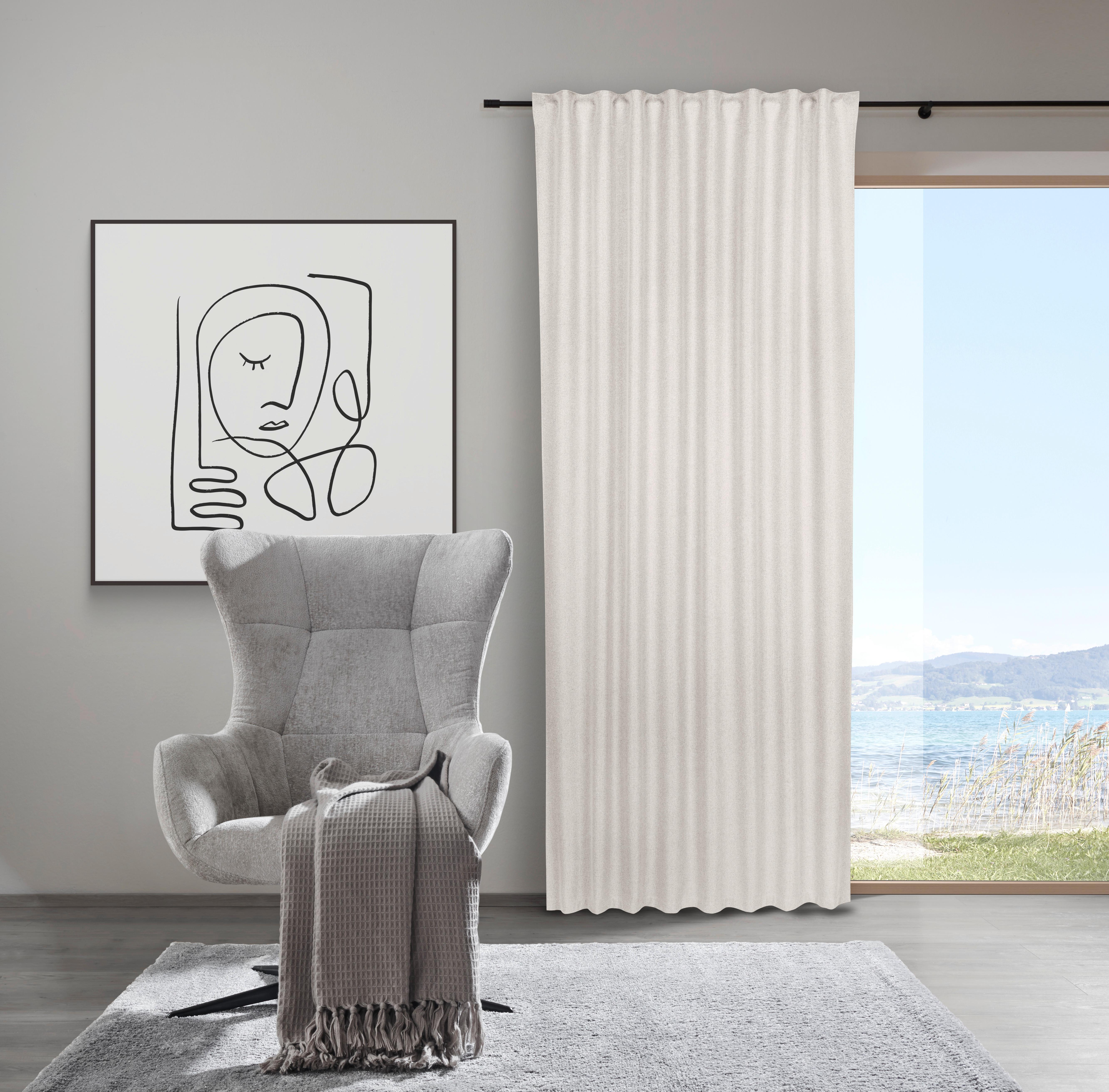 Sötétítőfüggöny Allan - fehér, Romantik / Landhaus, textil (135/255cm) - Premium Living