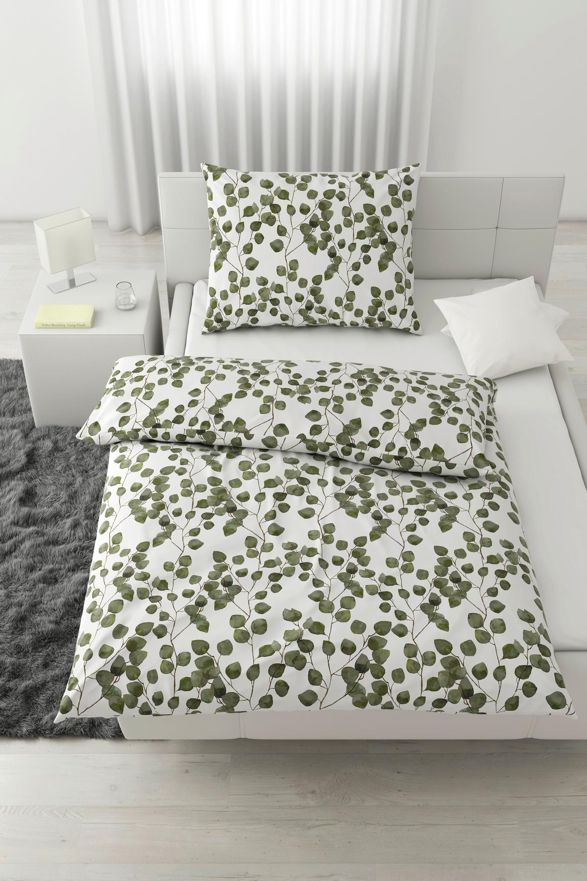 Bettwäsche Bio-Sophia Design Grün/Weiß ca. 140x200cm - Weiß/Grün, Natur, Textil (140/200cm) - ecoTree
