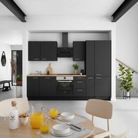 Küchenblock Touch High m. Geräten Schwarz - Edelstahlfarben/Eichefarben, MODERN, Holzwerkstoff/Metall (300cm) - Nobilia