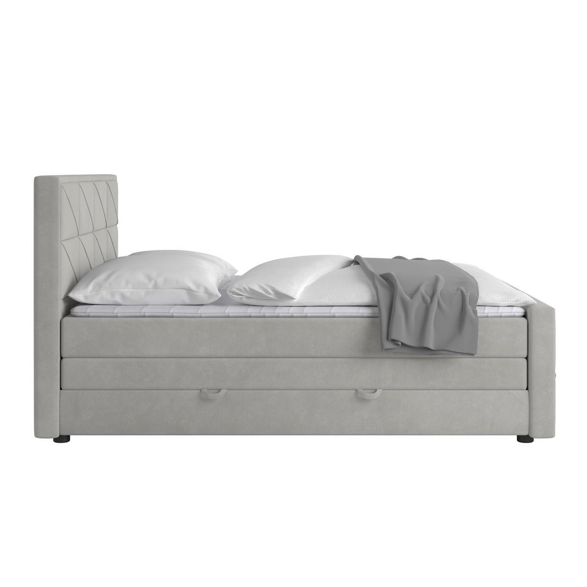 Boxspringbett Helsinki ca. 180x200 cm Hellgrau - Hellgrau/Schwarz, MODERN, Karton/Holzwerkstoff (180/200cm) - MID.YOU