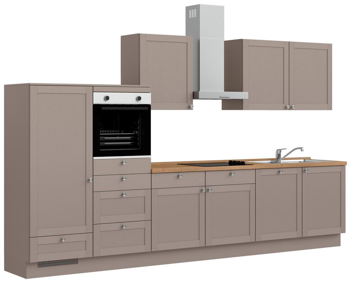 Küchenleerblock Frame Low o. Geräte Beigebraun - Edelstahlfarben/Eichefarben, MODERN, Holzwerkstoff/Metall (360cm) - Nobilia