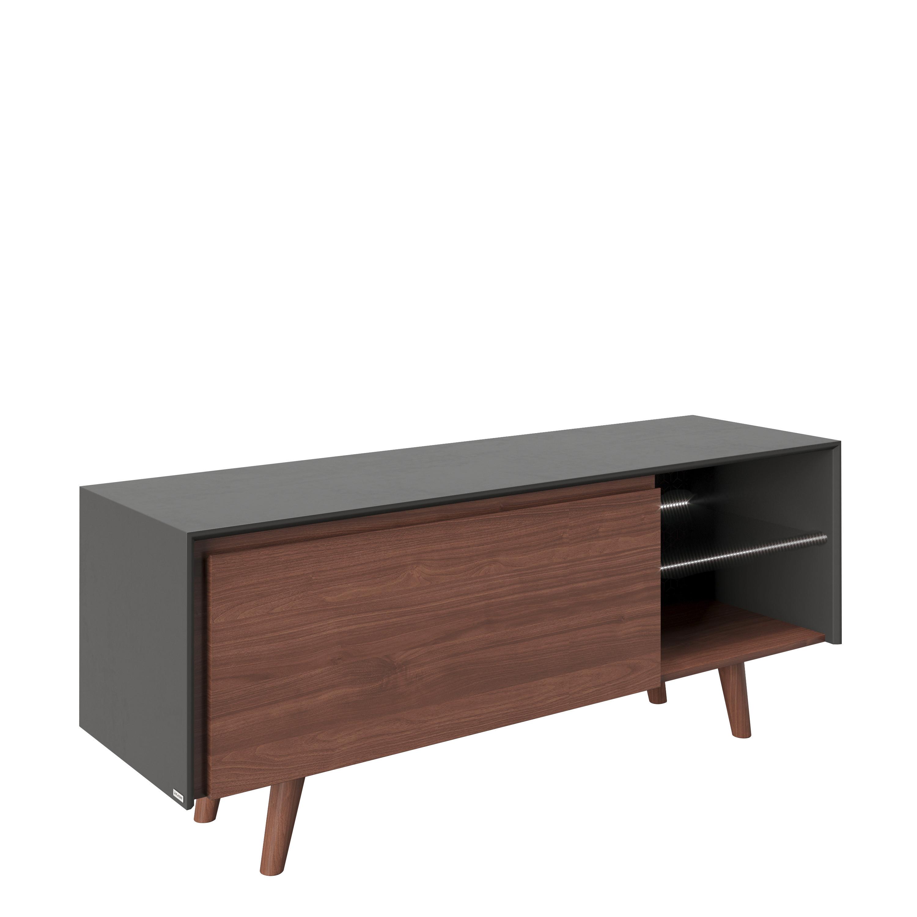 PLAYBOY Lowboard Victoria ca. 150x59 cm Wallnussf./Grau - Walnussfarben, KONVENTIONELL, Glas/Holz (150/58,6/42cm) - Playboy