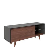 PLAYBOY Lowboard Victoria ca. 150x59 cm Wallnussf./Grau - Walnussfarben, KONVENTIONELL, Glas/Holz (150/58,6/42cm) - Playboy
