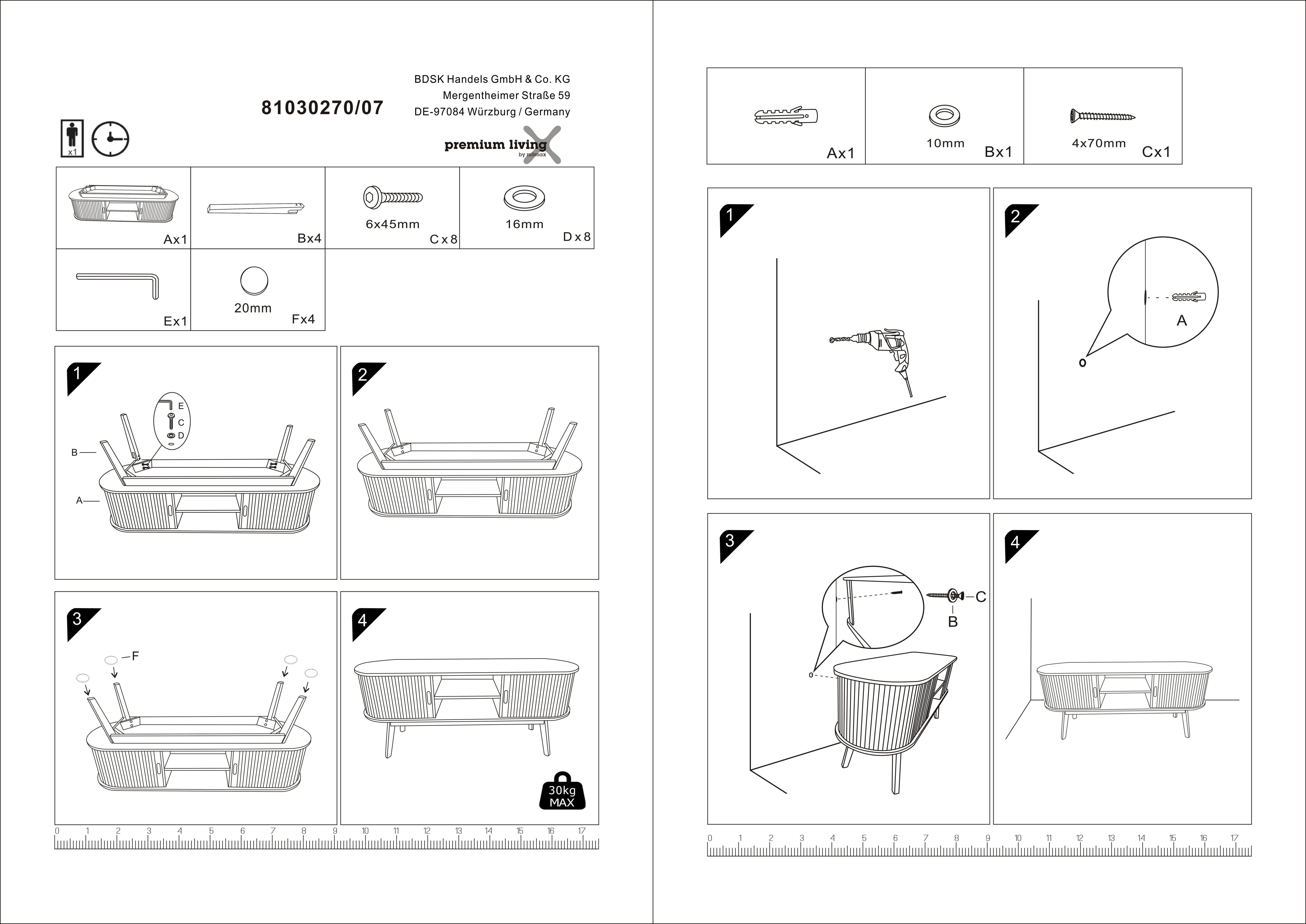 TV-BÄNK SKANDY - naturfärgad, Modern, trämaterial/trä (120/50/35cm) - Premium Living