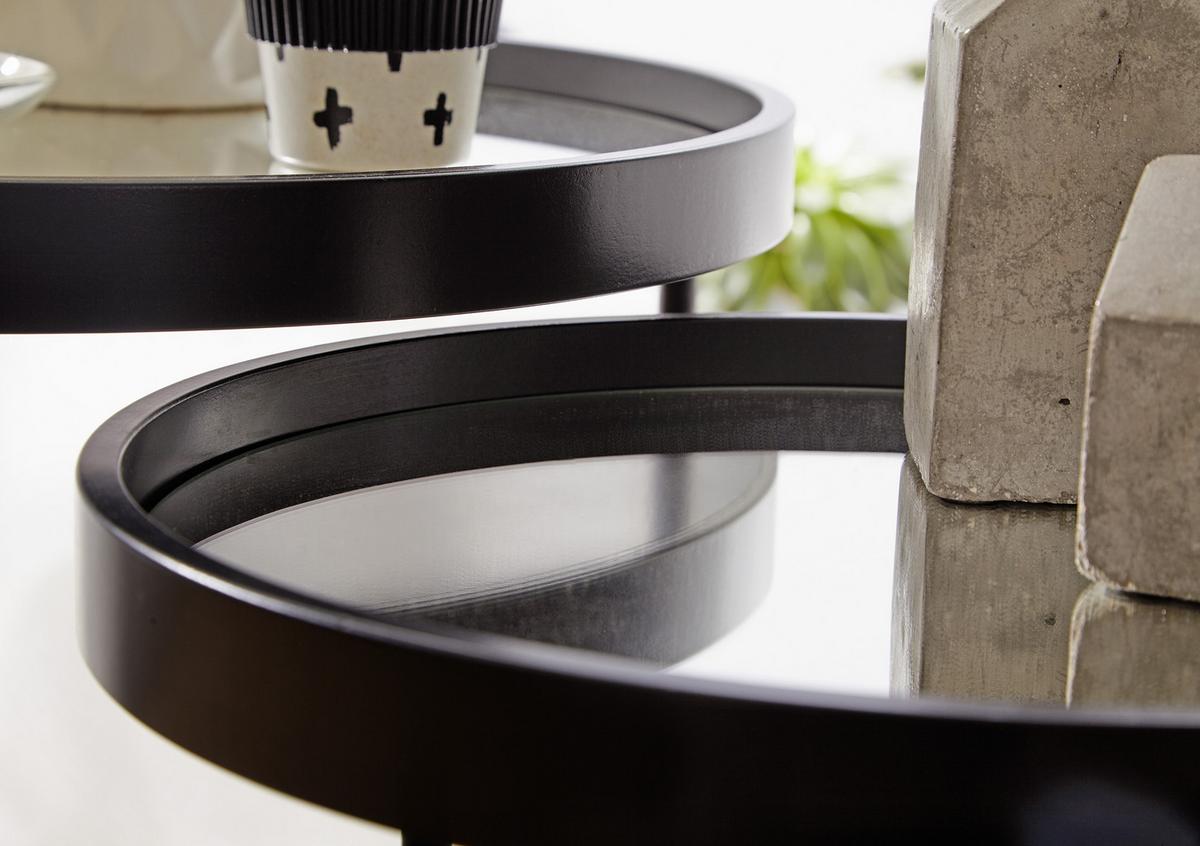 Beistelltischset "WL6.006", 2-er Set, schwarz - Schwarz, Design, Glas/Metall (45,5/45,5/50,5cm) - MID.YOU