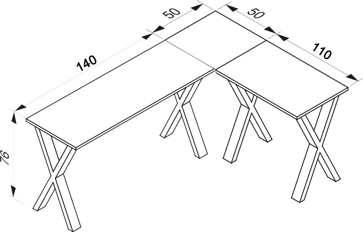 Kotna Pisalna Miza Lona, Antracit, Črna, 190x160cm - srebrne barve/črna, Moderno, kovina/leseni material (190/160/76cm) - MID.YOU