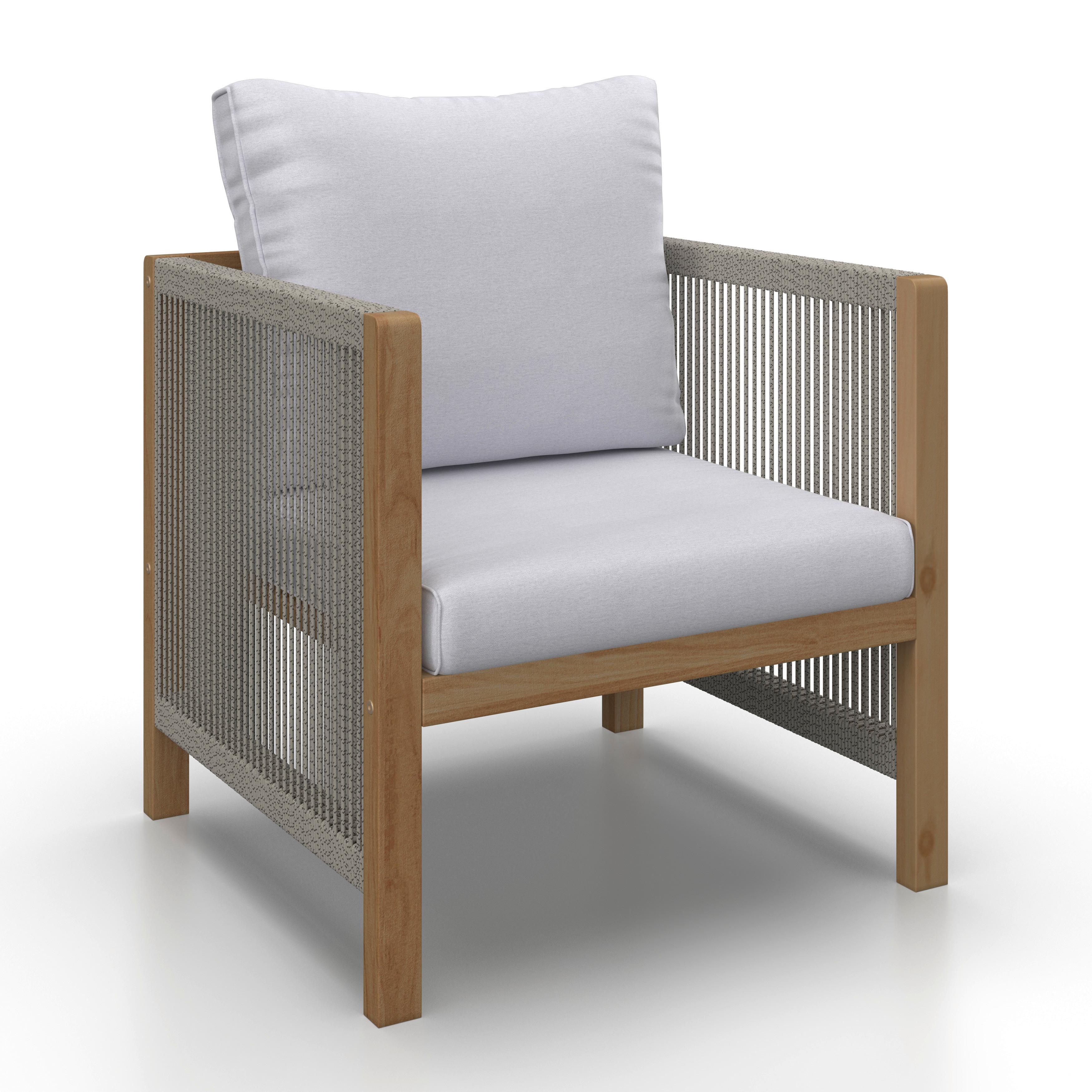 LOUNGEGRUPP EFFIE - ljusgrå, Modern, trä/textil (124/64,5/63,5cm) - Bessagi Garden
