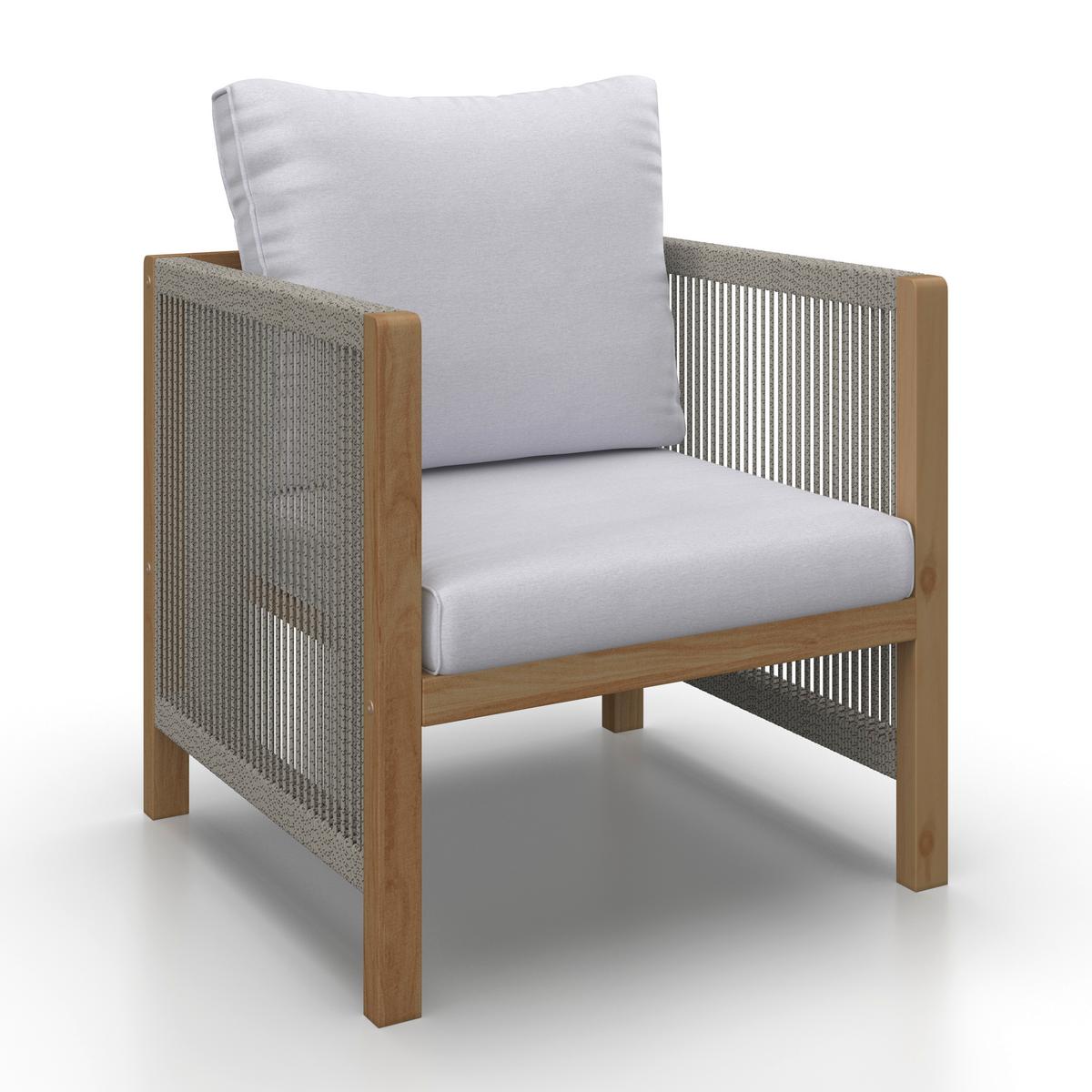 Loungegarnitur Effie Hellgrau Holz/Textil - Hellgrau, Modern, Holz/Kunststoff (124/64,5/63,5cm) - Bessagi Garden