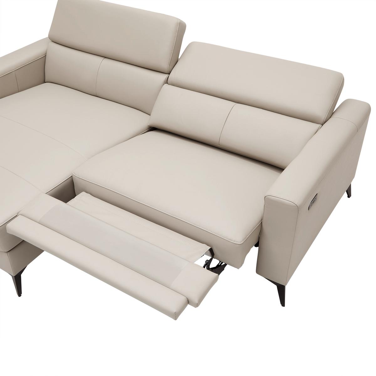 Sarokkanapé Bari - bézs, Konventionell, bőr/textil (102-163/75-95/214cm) - Mömax