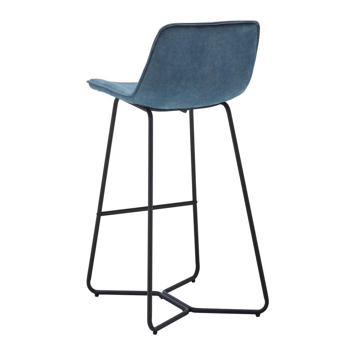 Barhocker Nery Blau Samt Gepolstert - Blau/Schwarz, MODERN, Holz/Textil (48/103,2/57cm) - Bessagi Home