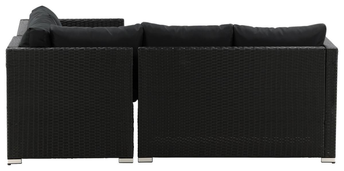 Loungegarnitur Kuba Schwarz - Schwarz, KONVENTIONELL, Glas/Kunststoff - Gardenson