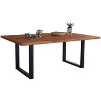 Masă sufragerie Rockford - culoare lemn stejar/negru, Modern, lemn/metal (200/77/100cm)