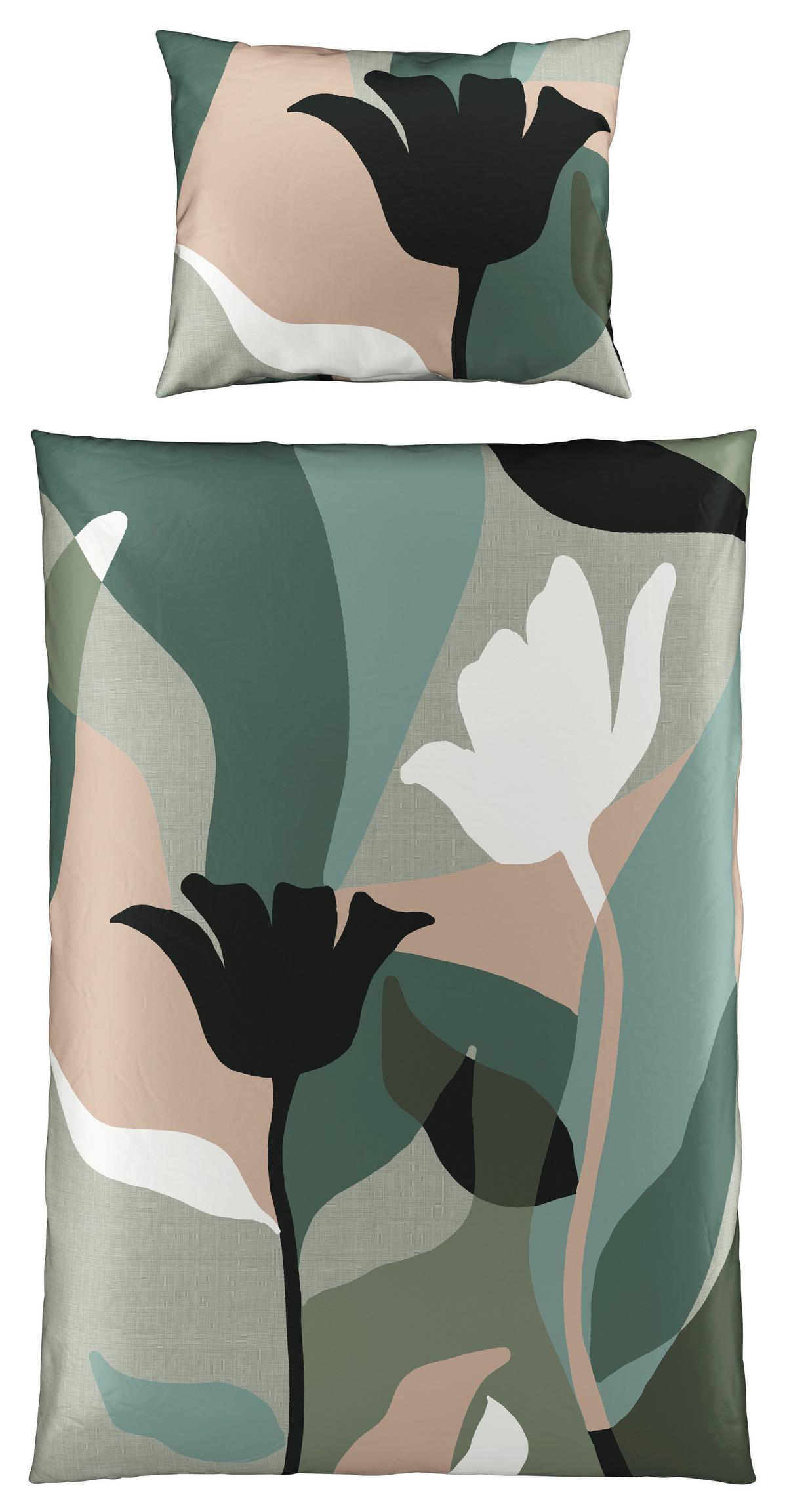 BETTWÄSCHESET TAMARA - Grün, Konventionell, Textil (160/210cm) - Modern Living