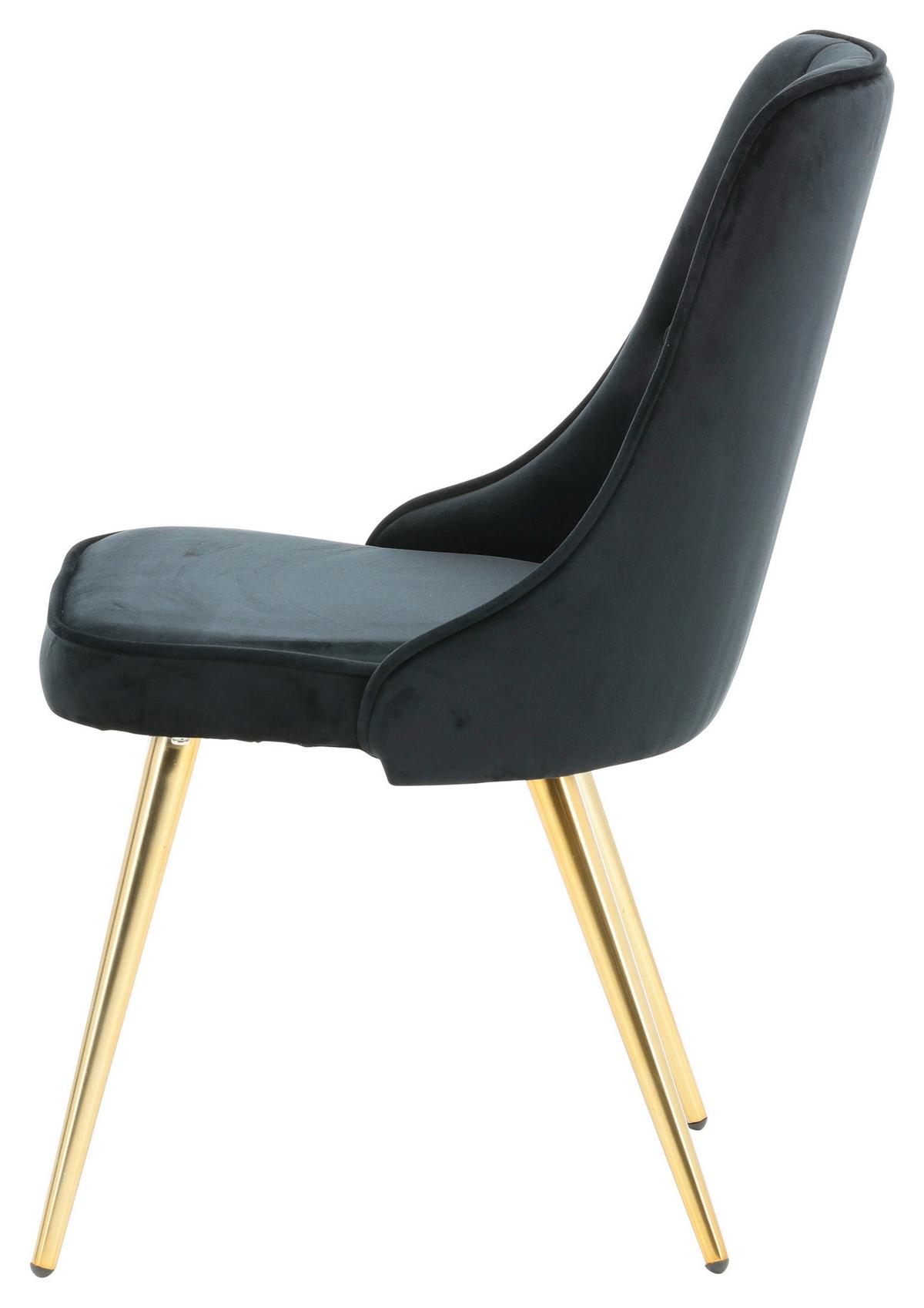 STUHL-SET VELVET DELUXE - Goldfarben/Schwarz, Design, Kunststoff/Textil (50/88.5/66cm) - Livetastic