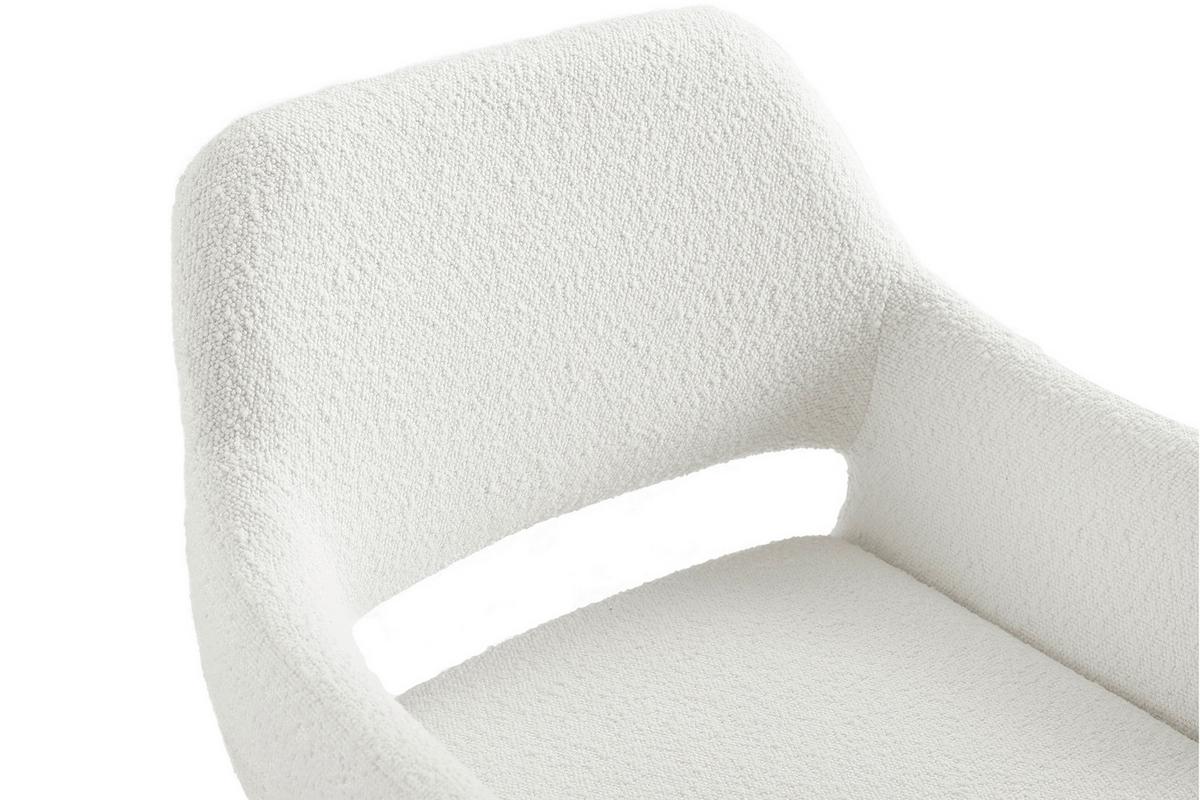 Naslanjač Bouclé, Bela - črna/bela, Moderno, kovina/tekstil (63,5/82,5/59cm) - Livetastic