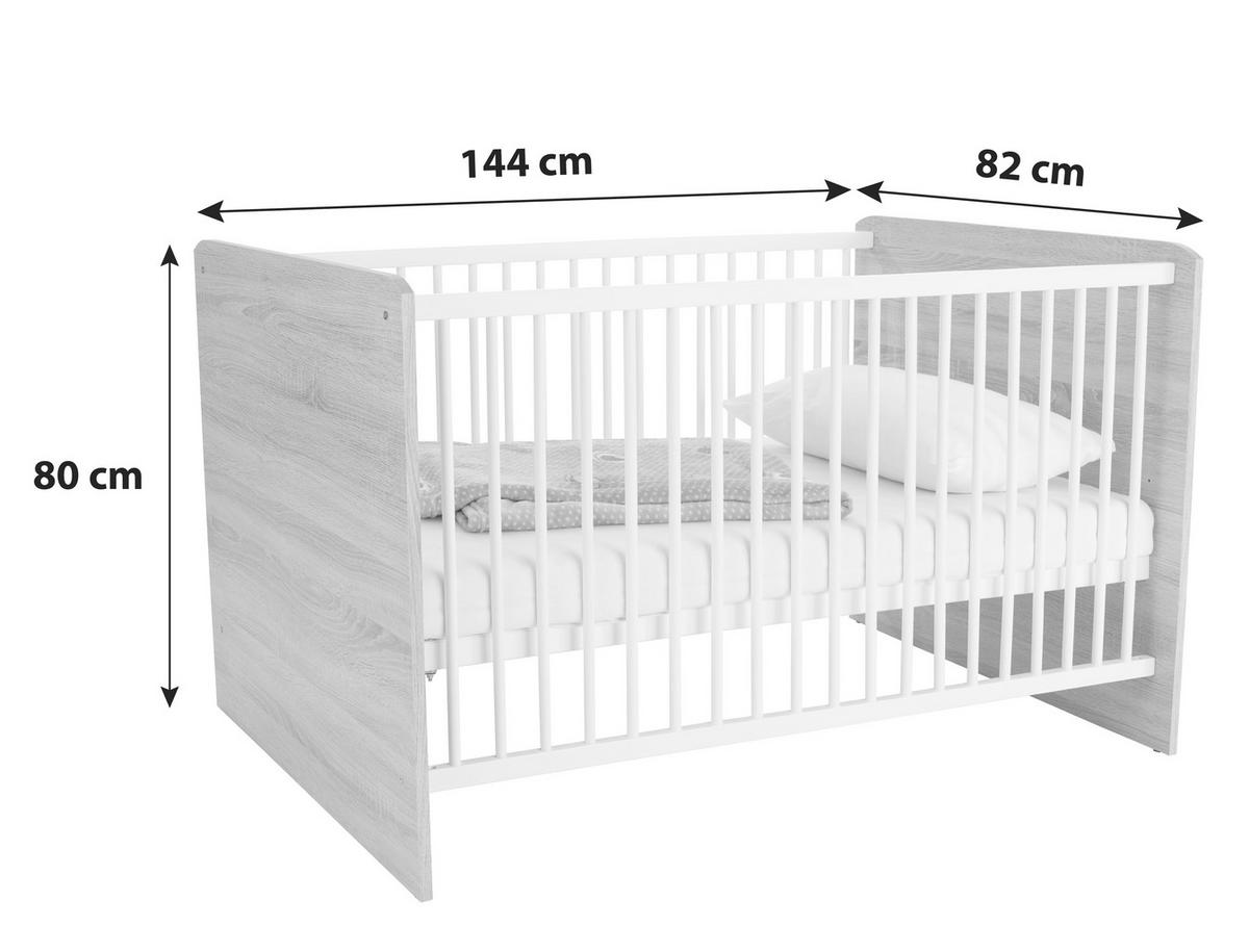 Otroška Posteljica Wiki Baby, Hrast, Bela, 70x140 - bela/hrast sonoma, Konvencionalno, leseni material (144/82/80cm) - MID.YOU