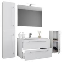 Kopalnica Badinos, Bela - siva/bela, Moderno, kovina/leseni material (147cm) - MID.YOU