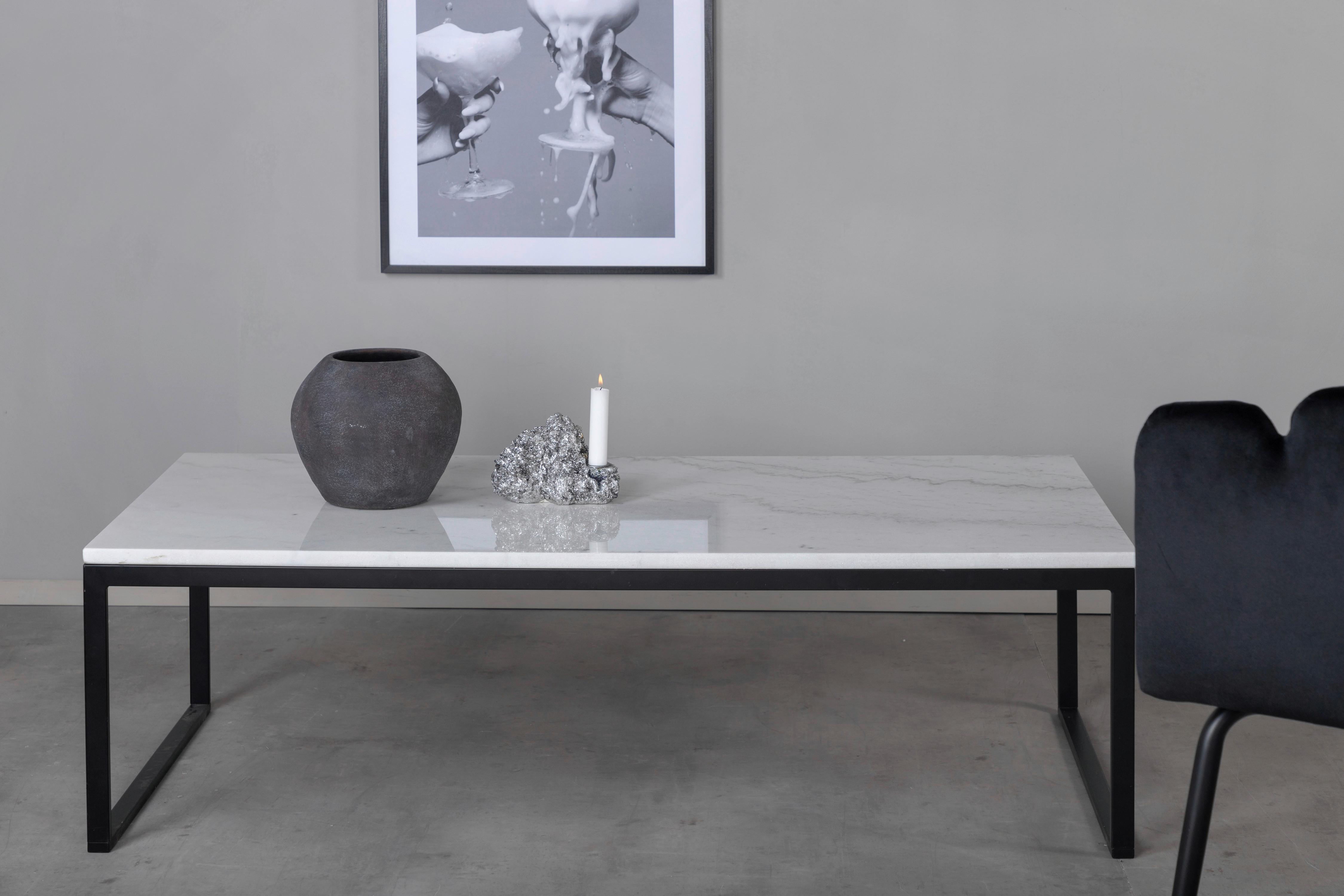 COUCHTISCH ESTELLE - Schwarz/Weiß, Design, Stein/Metall (120/60/36cm) - Livetastic