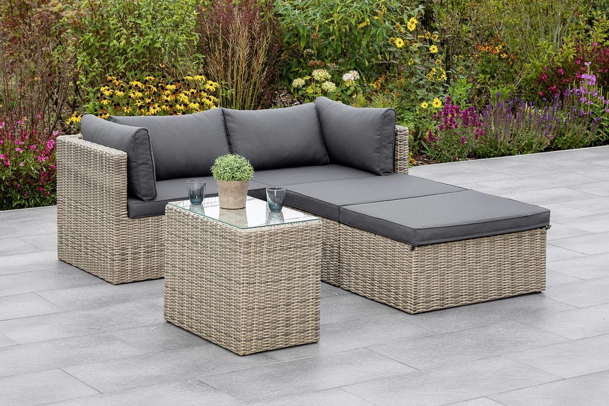 Lounge Garnitura Licosa, Blazine - temno siva/siva, Konvencionalno, kovina/umetna masa (88/65/68cm) - Gardenson