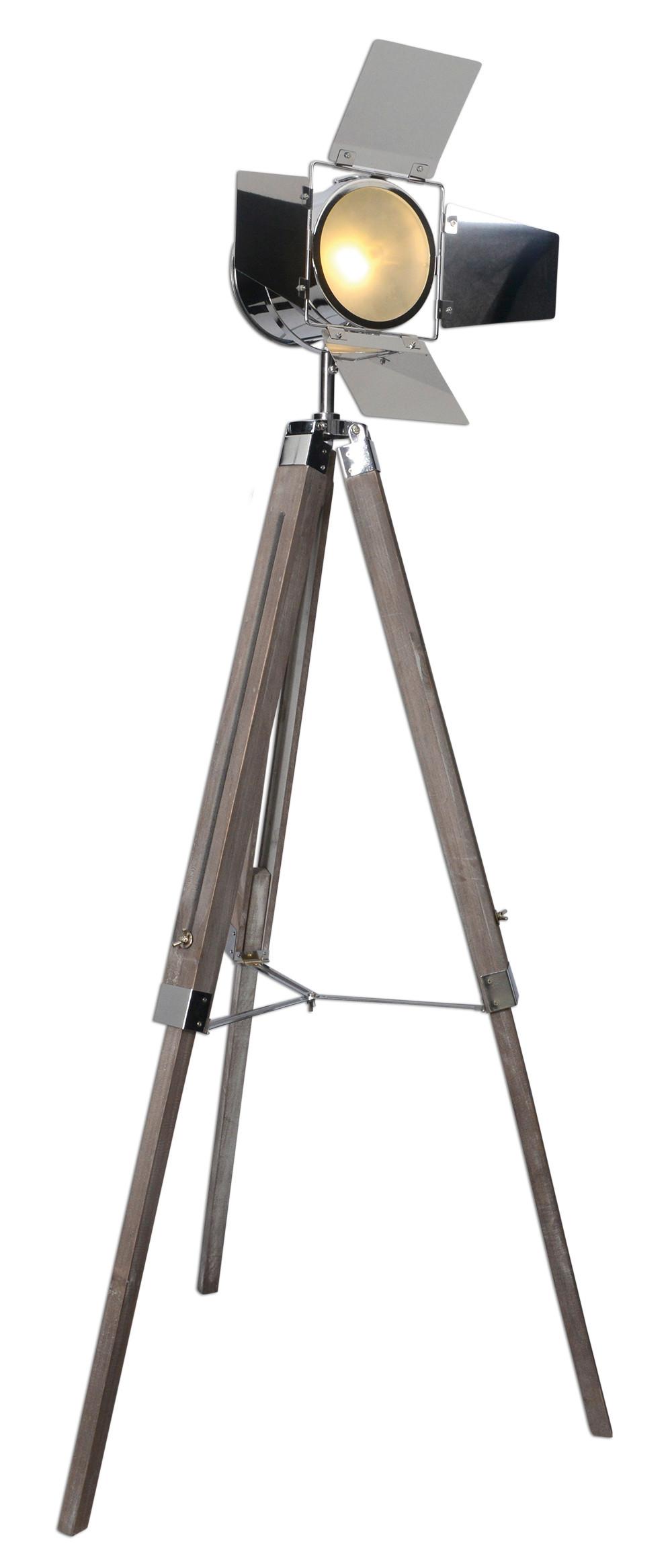 LAMPA STOJĄCA 2055342 HOLLY - brązowy/kolor chromowy, Design, metal/drewno (71/100-140cm) - Näve