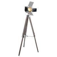 LAMPA STOJĄCA 2055342 HOLLY - brązowy/kolor chromowy, Design, metal/drewno (71/100-140cm) - Näve