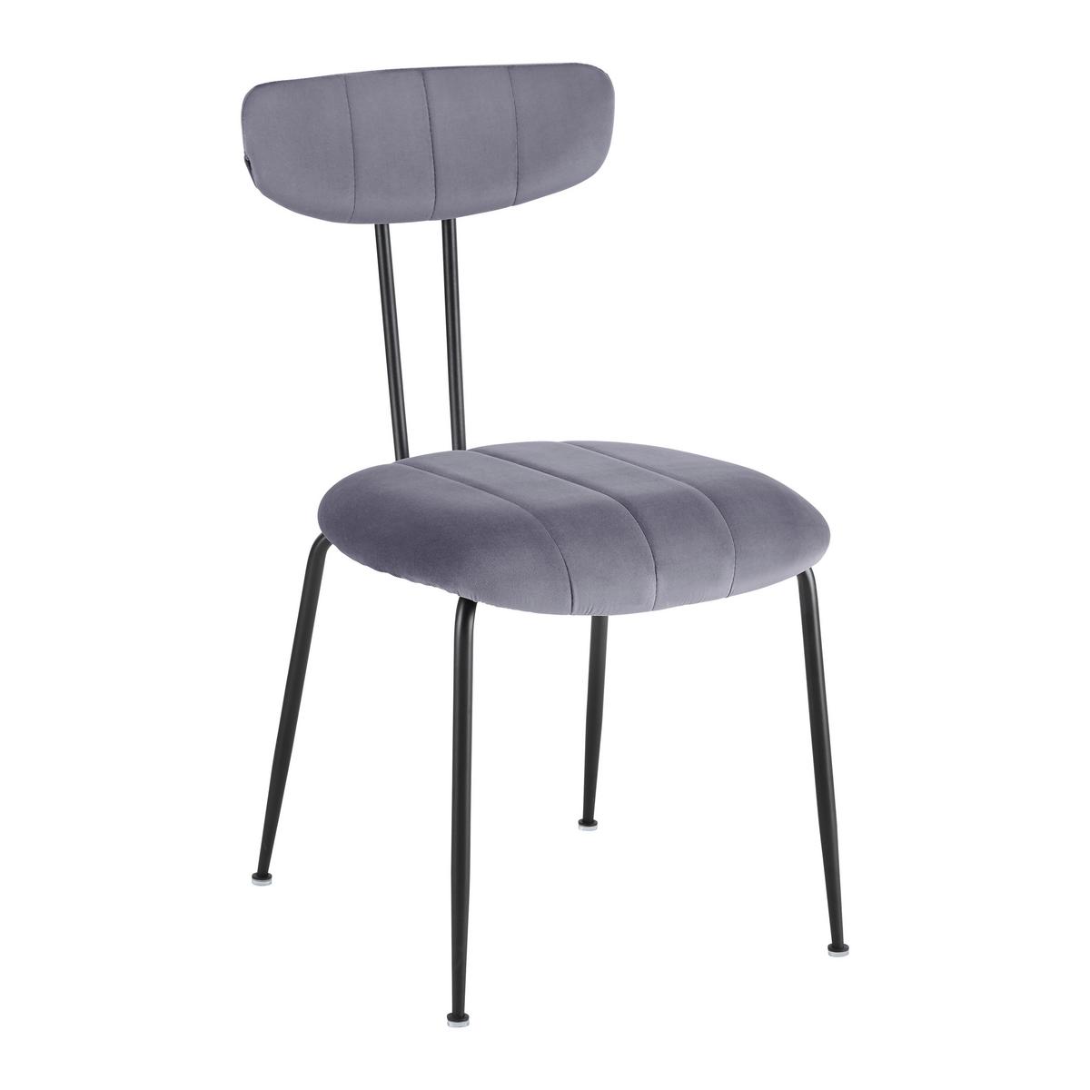 Stuhl Tylor Dunkelgrau Samt Gepolstert - Dunkelgrau/Schwarz, MODERN, Textil/Metall (45/85/58cm) - Bessagi Home