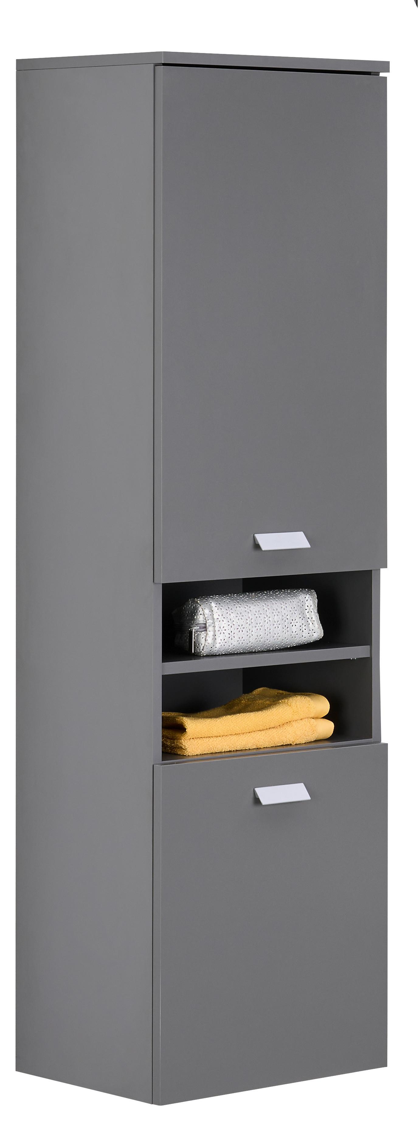 SZAFKA ŚREDNIA MONA - kolor srebrny/szary, Modern, materiał drewnopochodny/metal (40,3/138,3/32cm) - Stylife
