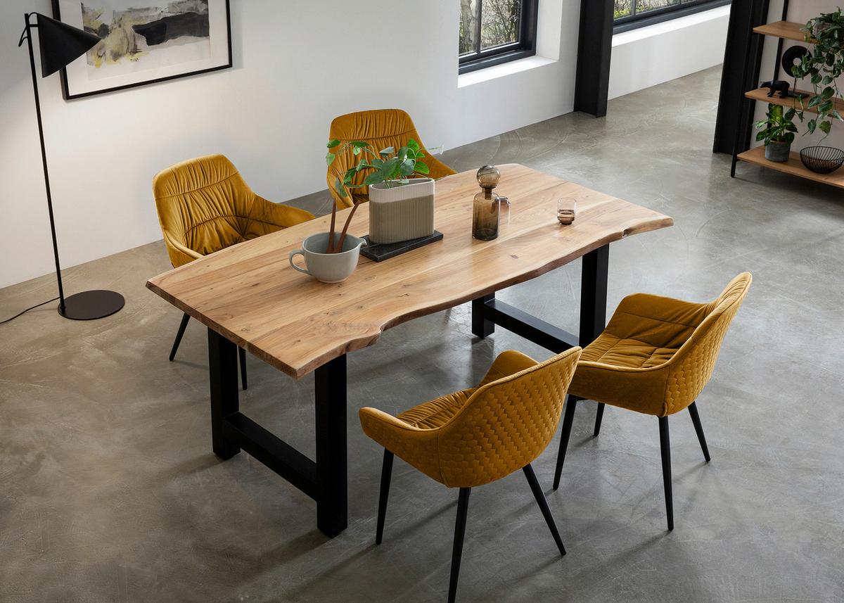 Naslanjač Samt, Gorčično Rumena - črna/gorčično rumena, Moderno, kovina/tekstil (63/81,5/61cm) - Livetastic