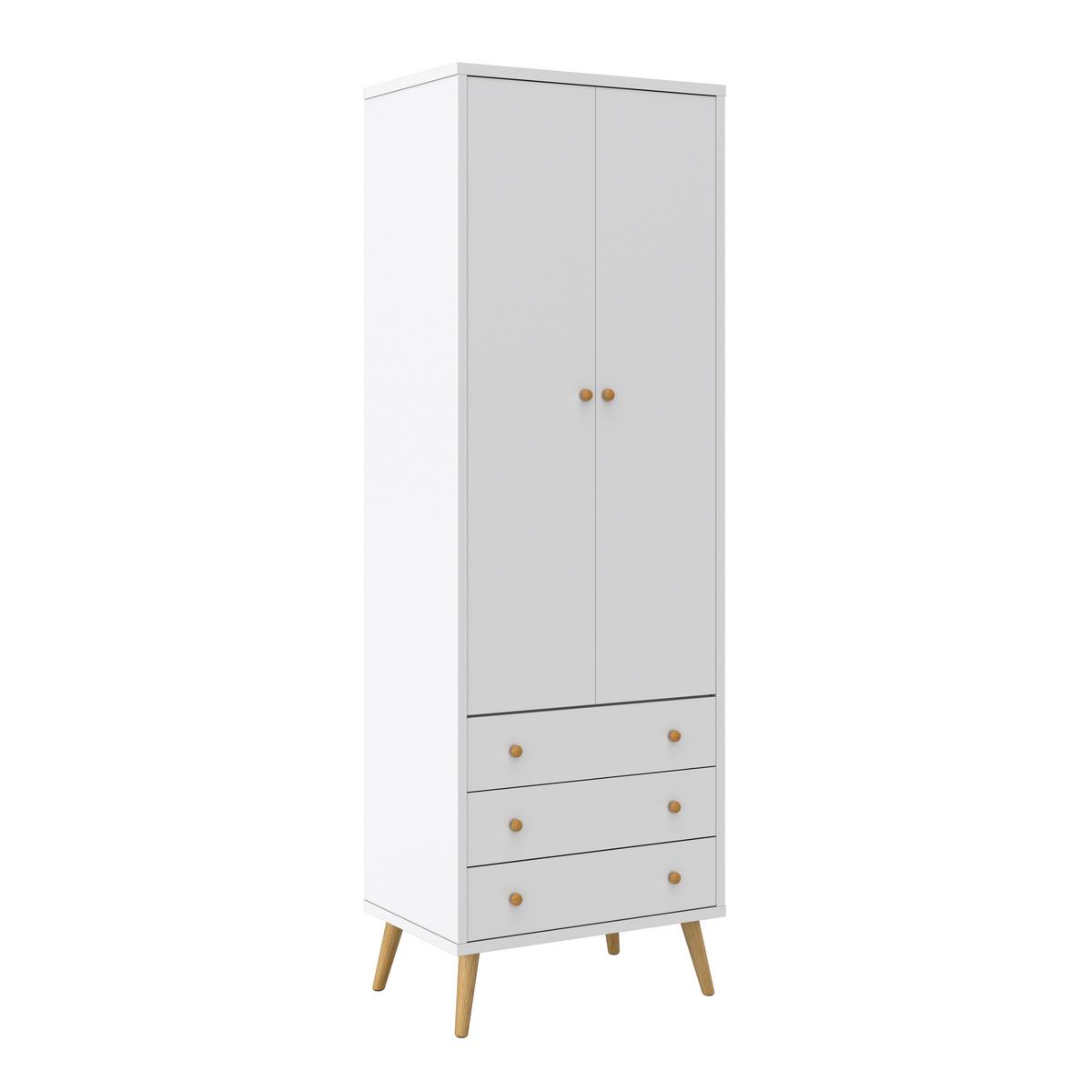 Drehtürenschrank Ludo Weiß ca. 60x180x40 cm - Weiß/Naturfarben, MODERN, Holz/Metall (60/180/40cm) - Bessagi Home