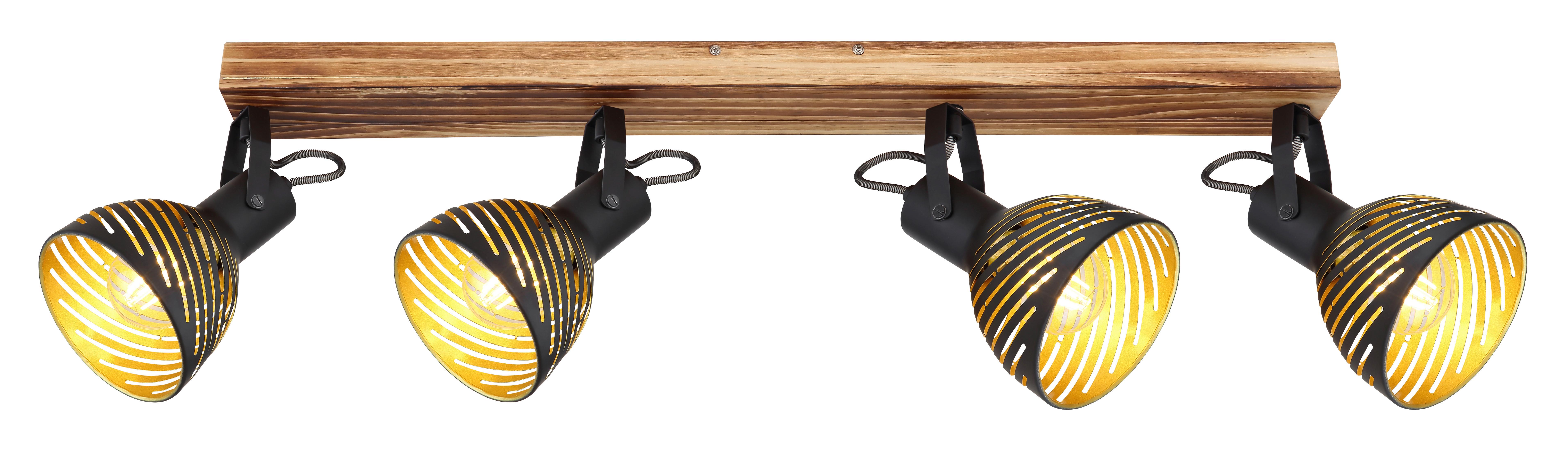 Strahler Lenna max. 40 Watt - Dunkelbraun/Goldfarben, Basics, Holz/Metall (80/12,5/25cm) - Globo