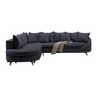 Ecksofa Dunkelgrau - Dunkelgrau/Schwarz, Modern, Textil/Metall (291/250cm) - Mömax