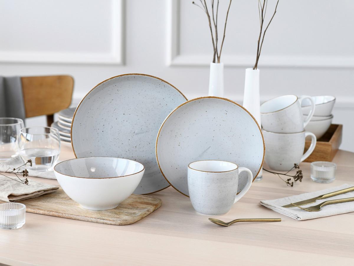 Kombinirani Servis Vintage Nature Stein, 16-Delni - bela/svetlo siva, Basics, keramika - Creatable