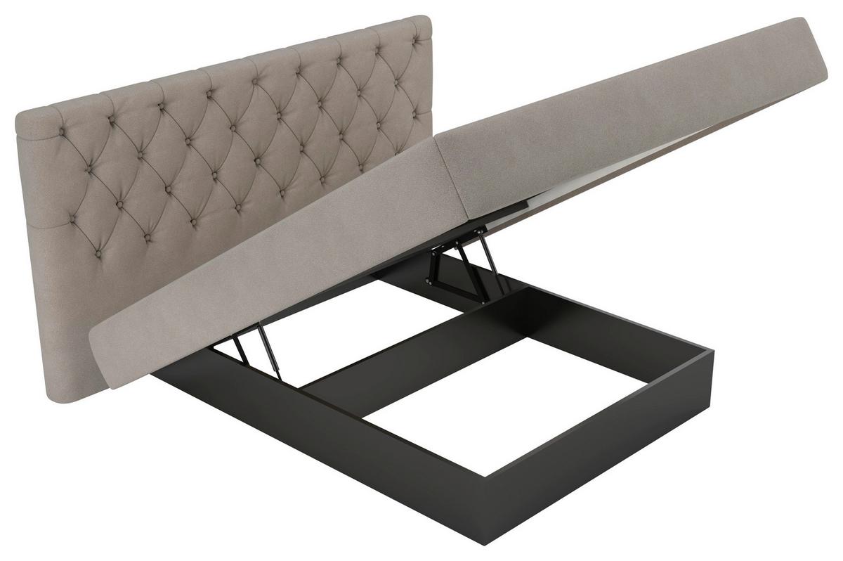 Polsterbett Pedro D Beige ca. 140x200cm - Beige/Schwarz, MODERN, Holz/Holzwerkstoff (140/200cm) - Mömax