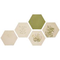 Bild Hexagon, 5er Set - Hellgrün/Grün, Holz (30/25cm) - Modern Living